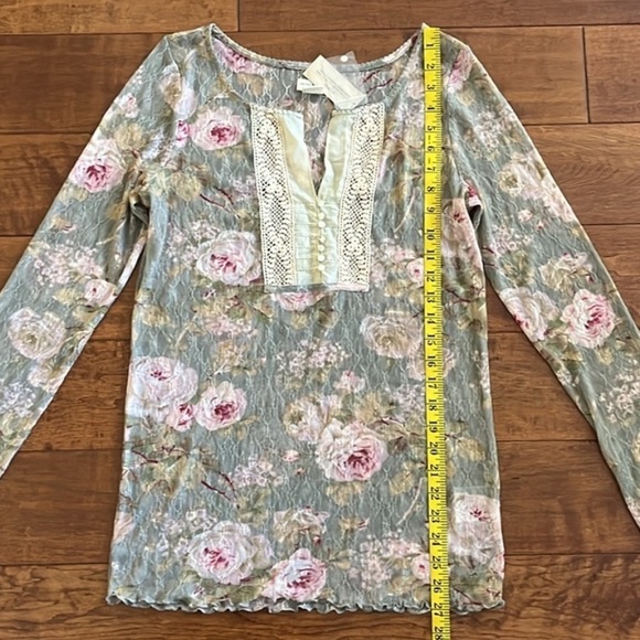 Ralph Lauren Denim & Supply Floral Sheer Long Sleeve Top with Lace Detail - Picture 9 of 13